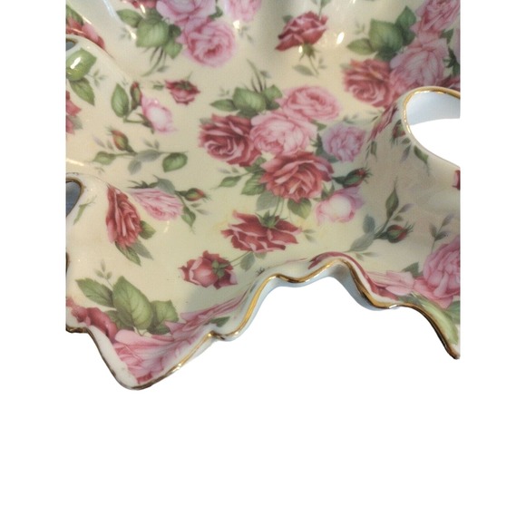 La Dolce Vita Leaf DISH Candy Spoon Pink Red Roses GOLD Trim Handle Valerie - Picture 4 of 11